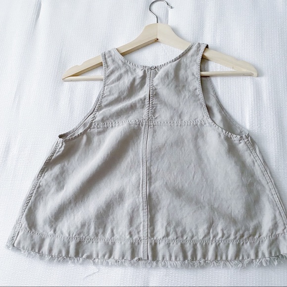 Aritzia Grey Lavender Linen Cropped Tank Top - Picture 3 of 8
